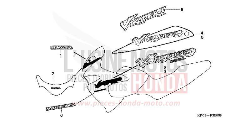 MARQUE (XL125V1/2/3/4/5/6) de Varadero 125 SHIELD SILVER METALLIC (NH480) de 2003